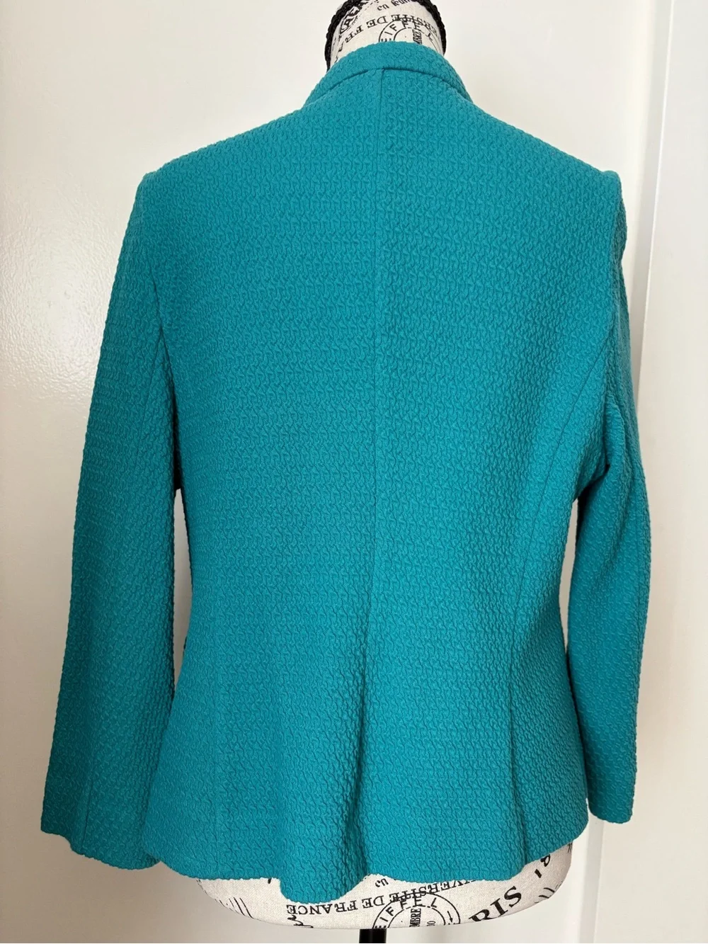 Alfani Teal Open-Front Textured Blazer Jacket